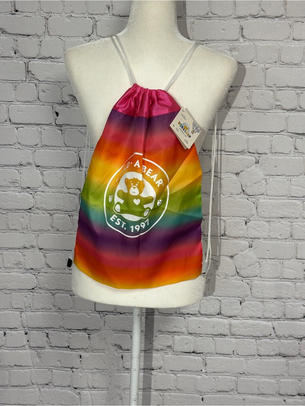 Build-A-Bear Rainbow Drawstring Kids Backpack